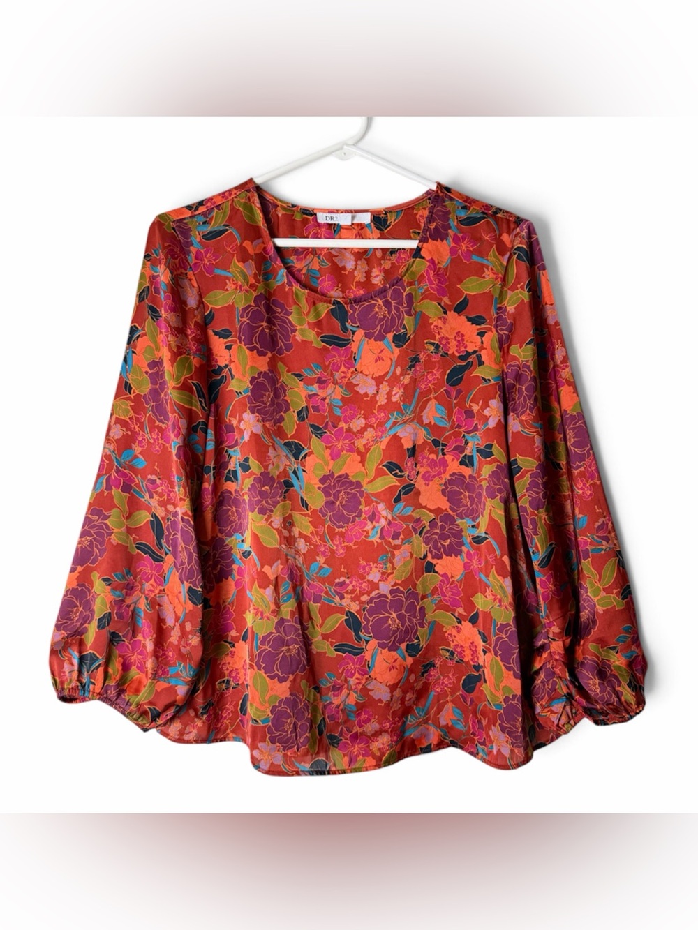 DR2 Split Back Pullover Floral Blouse size Medium